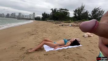 Let Me Glaze Your Tits While I Flash My Hard Cock On The Beach