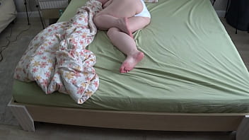 Hidden Lens Captures Plump Wife’s Bedtime Ritual: Fingering Herself To A Creamy Climax In Sheer White Panties.