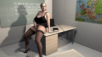 Mature Educator Pleasures Herself Before Her Captive Classroom.