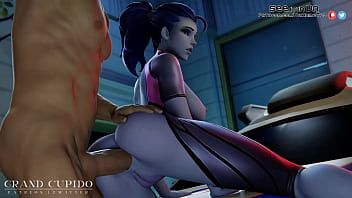 Cuffed And Claimed, Widowmaker Takes A Brutal Backseat Pounding On The Hood Of A Cop Car.