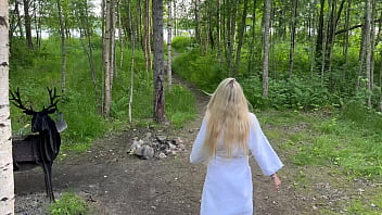 Bareback In The Bushes With A Fishnet-clad Blonde Slut