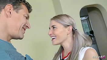 Bendable Blonde Teen Cheerleader With Petite Tits Gets Filthy Talk From Step-dad Before Taking A Huge Load On Her Face