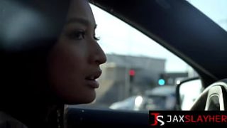 Tiny Avery Black Sucks A Massive Black Cock In The Car Before Getting Pounded