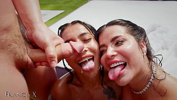 A Filthy Public Orgy: Nine Cocks Ravage Two Slutty Bitches In Lingerie With Rough Anal And Double Penetration