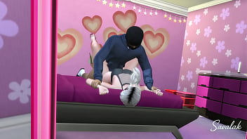 Golden-haired Vixen Services A Burglar With Her Mouth And Pussy
