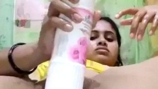 Desi Slut Stuffing Her Cunt With A Room Freshener Bottle