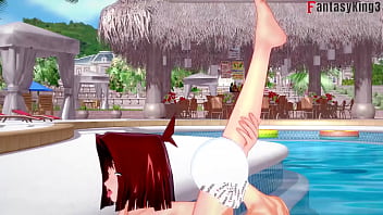 Anzu Mazaki’s Wet Poolside Fuck: Bikini-clad Step-sister Takes Hard Cock In Full Pov & Fantasy Versions
