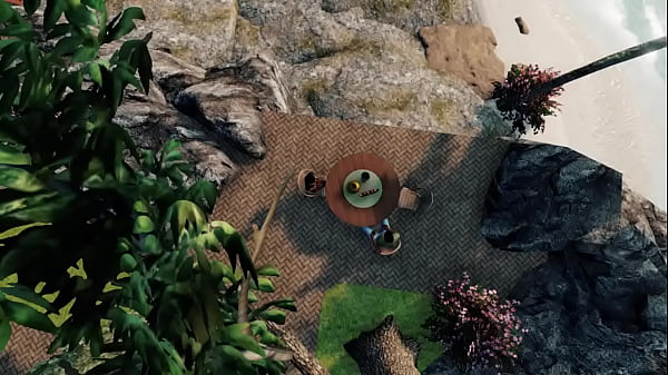 Coastal Encounter: A Dark-skinned Officer And Her Exotic Lover On The Shoreline Couch