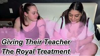 Slutty Students Worship Their Teacher With A Royal Double Blowjob And Rimjob