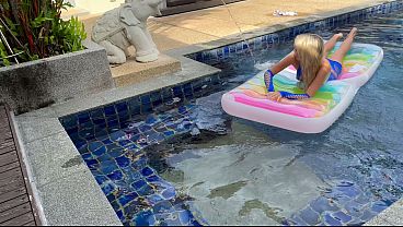 Outdoor Pool Fuck With That Hot Blonde Babe