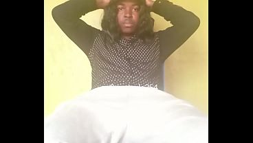Naughty Sissy Crossdresser Stroking A Thick Black Cock Until He Cums Hard